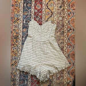 Forever 21 Plaid Romper in Cream and White Gingham